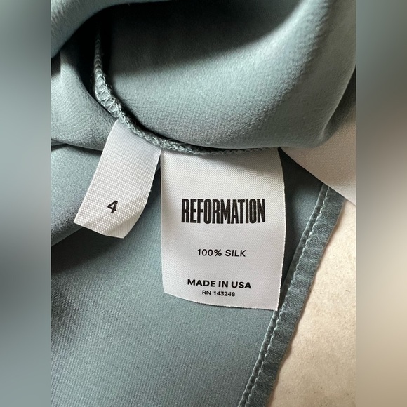 Reformation Aruba Mini Dress Blue 100% silk Slip Bow Tie Front Size 4 Sexy - Picture 8 of 8